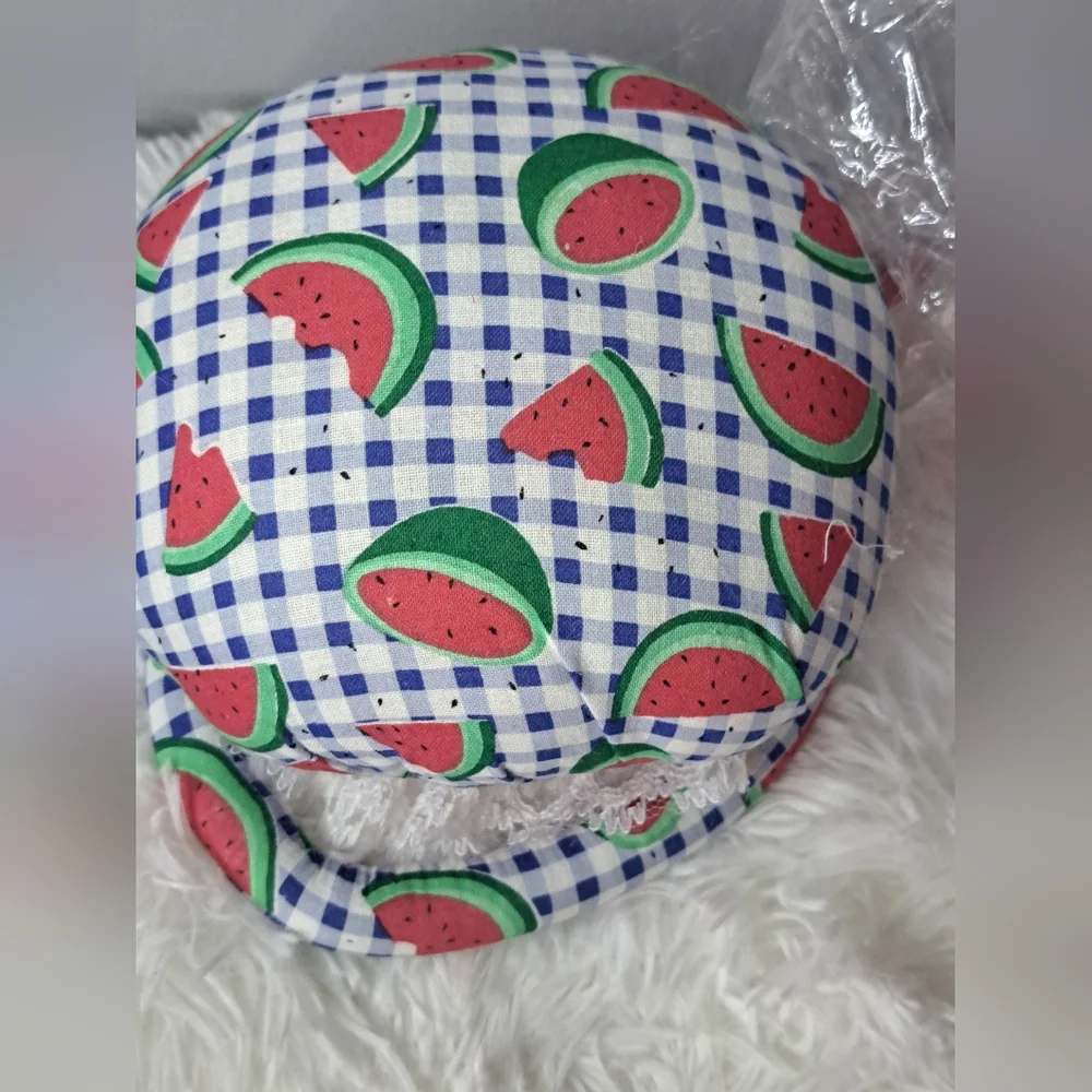 Hand Crafted Watermelon Red and Blue Cloth Basket Bundle NWT
